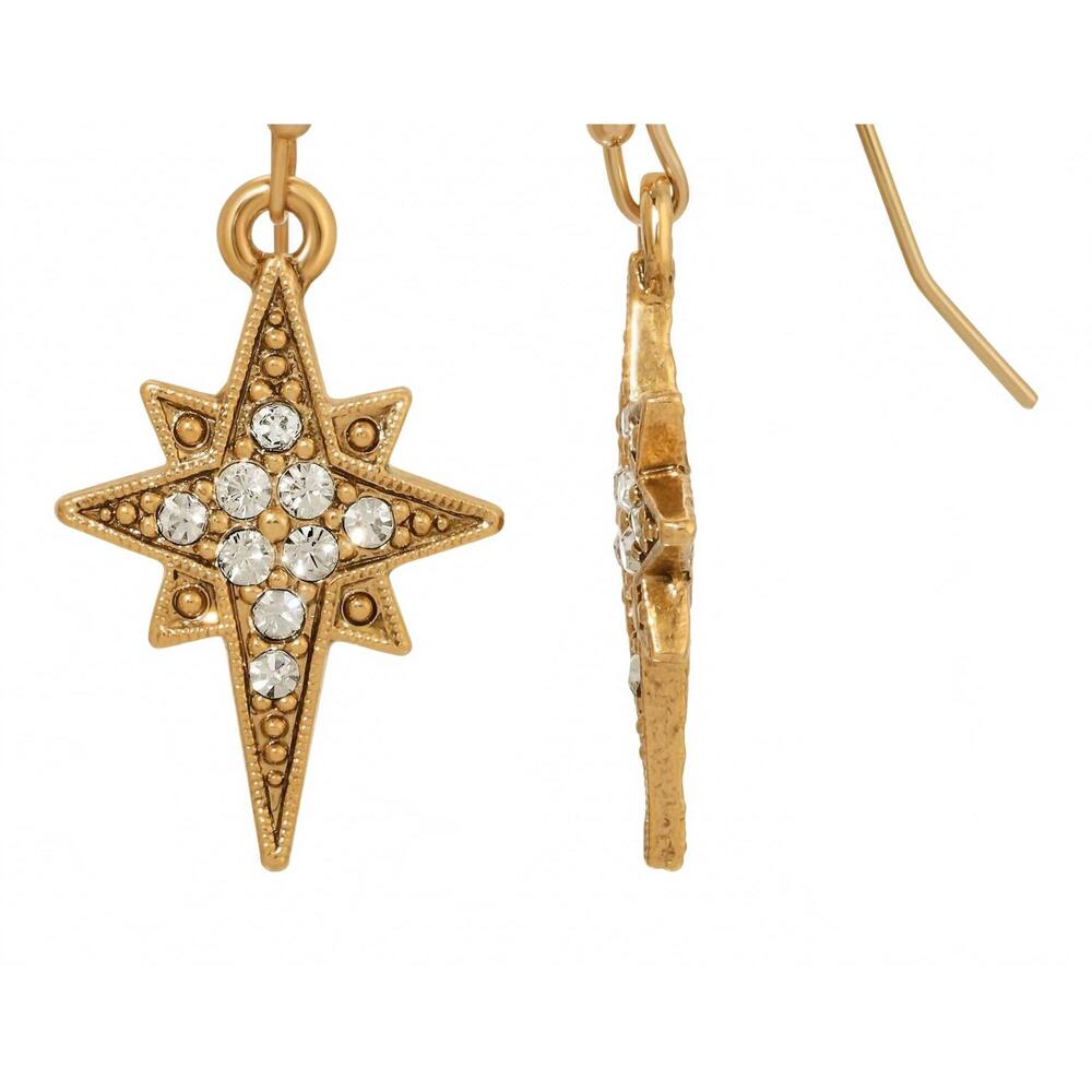 NEW 1928 JEWELRY women's star of bethlehem crystal drop earrings in gold